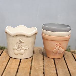 Uso domestico moderno grande vaso di fiori in plastica con pietra in resina addensata durevole Monstera luce di lusso sensazione High-End - Product Image 3