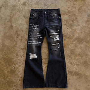 Nuevos Jeans de Moda para Hombre, Lavados, Negros, Desgastados, Estilo Jean Noir Homme, Corte Slim <span class=keywords><strong>Fit</strong></span>, Estilo Boot Cut, Acampanados y Estampados - Product Image 1