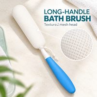 Brosse de bain portable en plastique à long manche pour nettoyage des hanches sans se pencher, outil d'assistance pour les toilettes, rinçateur périnéal, ensemble de trois pièces
