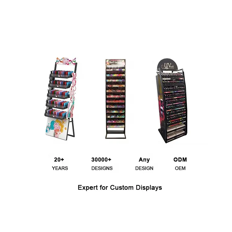 PVC Graphic Metal Wire Nail Polish Display, Nail Polish Metal Display Rack, Free Standing Nail Polish Display Rack