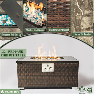 [Stock US] Table <span class=keywords><strong>de</strong></span> foyer extérieure en rotin 32 x 20 x 15 pouces avec plateau en carrelage, expédiée depuis l'entrepôt local US, MOQ : 1 ensemble - Product Image 5