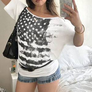 เสื้อยืดคอกลมพิมพ์ลายขนาดใหญ่สำหรับผู้หญิง เสื้อแขนสั้นทรงหลวมลำลองสำหรับฤดูร้อน - Product Image 1