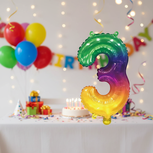 Peiyong colorato numero 3 Mylar partito palloncino 33cm dimensioni modello 51137 per le celebrazioni Festive - Product Image 3