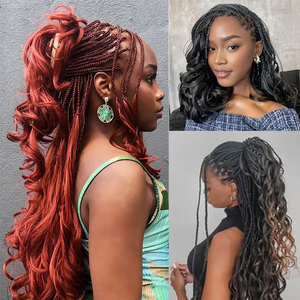 <span class=keywords><strong>Extension</strong></span> per trecce <span class=keywords><strong>afro</strong></span> a spirale ondulate da 22 pollici, sintetiche, di alta qualità, per donna, economiche, singole, per uncinetto - Product Image 6