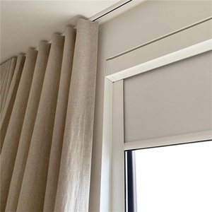 <span class=keywords><strong>Tende</strong></span> in <span class=keywords><strong>Tulle</strong></span> con Piega a S Incorporata per Finestre alla <span class=keywords><strong>Francese</strong></span>, <span class=keywords><strong>Tende</strong></span> Trasparenti a Onda Piatta in Lino per Hotel con Soffitti Alti - Product Image 3