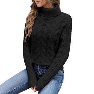 Suéter de Punto de Color Sólido de Grosor Estándar Estilo Coreano para Mujer, Largo Medio, Holgado, Ajustado - Product Image 5