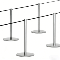 Poteau de guidage en acier inoxydable pour la gestion des foules, avec base pour corde élastique/acier, barrière de file d'attente pour hôtels, musées, événements, facilement assemblable