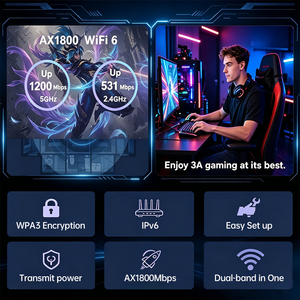 เราเตอร์ AX1800 WiFi6 แบบดูอัลแบนด์ กิกะบิต พร้อมเสาอากาศกำลังขยายสูง 7 เสา ความเร็ว 1731Mbps รองรับ IPv6, WPA3 ติดตั้งง่าย ครอบคลุมทั่วทั้งบ้าน - Product Image 4