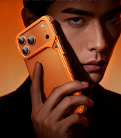 Coques de téléphone portable de luxe en aluminium en forme de 9 avec cadre de protection et support d'objectif caché pour iPhone 17 Pro Max (Dropshipping)