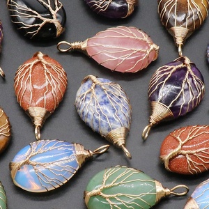 Pendentif <span class=keywords><strong>Arbre</strong></span> <span class=keywords><strong>de</strong></span> <span class=keywords><strong>Vie</strong></span> en Agate Naturelle Semi-Précieuse, Forme Goutte d'Eau, Finition Polie, pour eBay - Product Image 3