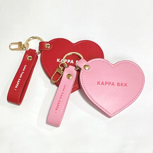 Dễ Thương Túi Nhỏ Móc Chìa Khóa Gương PU Da Hình Trái Tim Mini Du Lịch Nhỏ Gọn Gương Keychain Tùy Chỉnh - Product Image 2