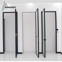 Porte intérieure française Sunnysky au design moderne avec façade en verre et fer, ouverture à battant, en alliage d'aluminium, pour application en villa