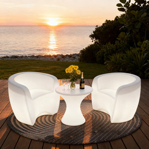 Set da Pranzo Moderno per Esterni con 4 Posti, <span class=keywords><strong>Tavolo</strong></span> e Sedie con Funzioni di Illuminazione Impermeabile IP65 - Product Image 1