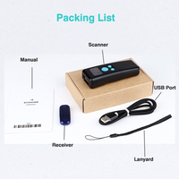Escáner de código de barras portátil, minilector de código de barras para IOS, Android, teléfono inteligente, tableta, inalámbrico, 1D, 2D, QR, BT