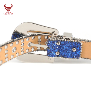 Fashion Designer BB Belts Bling Bling Diamond Cintura Top Seller Western <strong>Rockstar</strong> Blue Rhinestones Belt for Man - Product Image 5