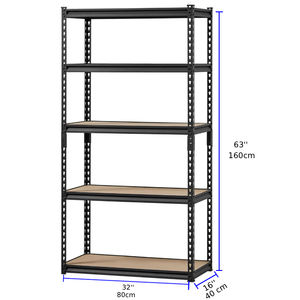 5 katmanlı raf, depolama rafları, 1000lbs, garaj için ayarlanabilir Metal raf, 16 "D X 32" W X 62.8 "H, siyah - Product Image 2