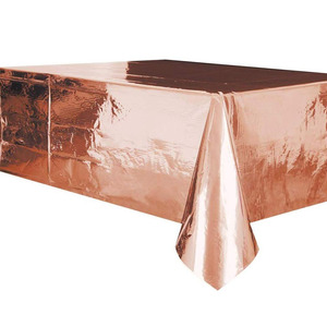 108" x 54" Foil Rose Gold Tablecloth Plastic Rectangle Party Table Cloth Cover