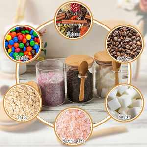Square Kitchen Accessories Home Storage <b>Jars</b> Borosilicate Glass Eco-Friendly Food Container <b>Spice</b> <b>Jar</b> Overnight Oats <b>Jar</b> Bamboo - Product Image 4