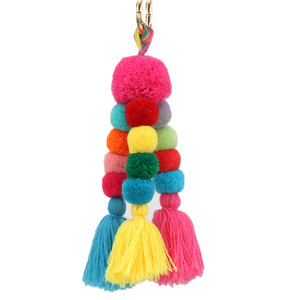 Prodotto più venduto in alibaba Mix di colore pompon nappa portachiavi borsa decorativa con nappa frangia portachiavi - Product Image 5
