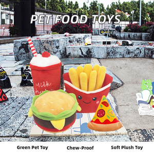 <span class=keywords><strong>HELLOMOON</strong></span> Nouveau design, jouet à mâcher pour chien, écologique, nouveauté, simulation de nourriture, hamburger, frites, résistant aux morsures, peluche, couinement - Product Image 2