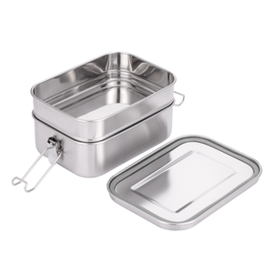 Les sections de la boîte à lunch Bento en acier inoxydable peuvent contenir un sandwich et deux côtés. - Product Image 1
