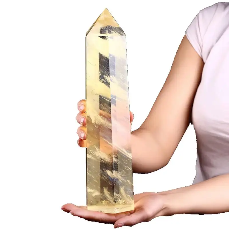 Large size Natural yellow smelting stone Quartz Terminated Tower Crystal Wands Points for fengshui decoration