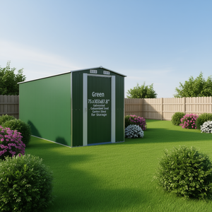 Casetta da giardino in acciaio zincato verde 75.6x303.9x87.8 pollici per riporre oggetti - Product Image 2