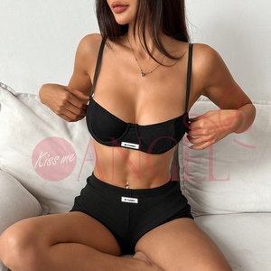 KISS ME ANGEL New Summer Sexy sportivo nero profondo scollo a V Top pantaloni caldi Set Lingerie Sexy Sexy ragazza Sexy Sexy Sexy ragazza Sexy - Product Image 3