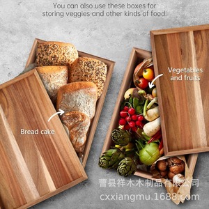 Dawn Mari Pizza Proofing Box Wooden Rectangle Dough Storage Covered <b>Kitchen</b> Bread Storage - Product Image 2