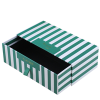 Caja de Regalo Rígida con Cajón Deslizable Grande y Estampado de Cruce de Cebra, con Cinta, para Empacar Sets de Regalo de Té