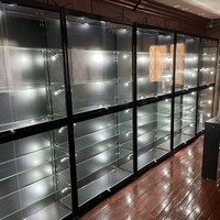 Vitrines d'exposition personnalisées pour loisirs créatifs, vitrine en verre verrouillable avec éclairage LED pour objets de collection et décoration intérieure