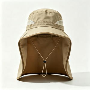 Wholesale Boonie <b>Hat</b> Neck Flap UV Protection Wide Brim Outdoor Sun Mesh Breathable Casual Fishing Hiking Custom Logo Image - Product Image 4