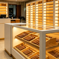 Vitrine de présentation haut de gamme personnalisée, écologique et facile à nettoyer pour cigares et tabac, mobilier de magasin de tabac, présentoir complet pour magasin, OEM ODM