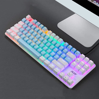 Teclado mecánico gaming profesional con cable, 87 teclas y retroiluminación RGB JK87, diseño ergonómico, USB tipo C y interrupto