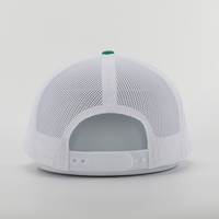Gorra Trucker BSCI Personalizada de Alta Calidad para Hombre, Premium, 6 Paneles, Verde, Sarga de Algodón, Parche de Cuero con Logotipo, Malla, Modelo 112