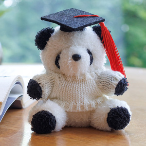 En gros 2026 Mini porte-clés en peluche Panda avec toque de graduation, mignon dessin animé, animal en peluche moelleux, breloque de sac, souvenir, cadeau - Product Image 4