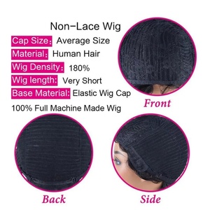 Pelucas de corte para mujeres negras, pelucas de pelo corto con flequillo, peluca rizada Afro, pelo corto en capas, Color negro Natural - Product Image 6