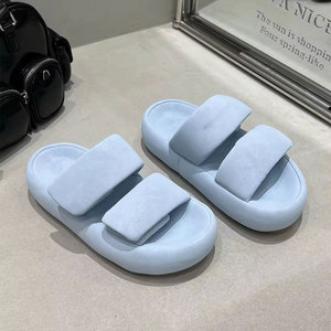 Xinzirain, sandalias de fondo grueso personalizadas, moda de dos correas, plataforma alta de 4cm, suela antideslizante, Sandalias <span class=keywords><strong>planas</strong></span> de verano para <span class=keywords><strong>mujer</strong></span> - Product Image 1