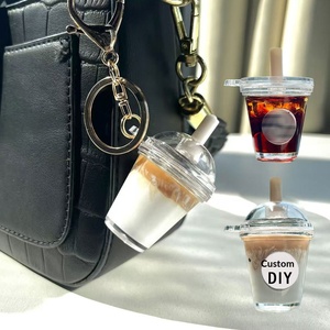 Porte-clés Americano, aimant de réfrigérateur en forme de tasse miniature en acrylique, pendentif de sac portable, article promotionnel café Latte - Product Image 1