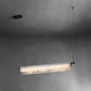 Lampada a Sospensione Lineare di Lusso in Alabastro dal Design Moderno e Minimalista Lampadario in Rame per Isola Bar Sala da Tè Sala da Pranzo Lampada da Soffitto - Product Image 2