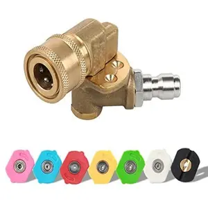 Power Pressure Washer Spray Nozzle Tips and Quick Connect Pivot Adapter Coupler 5 Rotation Angles