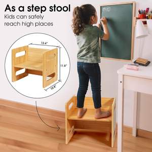 Montessori Weaning Natural Bamboo Small Desk Chair Toddler Activity <strong>Old</strong> Kids Dinner Reading Playing Toys Kids Table Chair Set - Product Image 4
