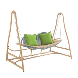 Fauteuil suspendu double en rotin pour extérieur, jardin, patio, avec coussins pour la détente dans la cour ou sur le balcon - Product Image 1