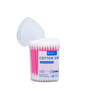 Biodegradable Ears <b>Makeup</b> Cleaning 100pcs/<b>Box</b> Cotton Buds pink stick Cotton swab with love <b>box</b> - Product Image 2
