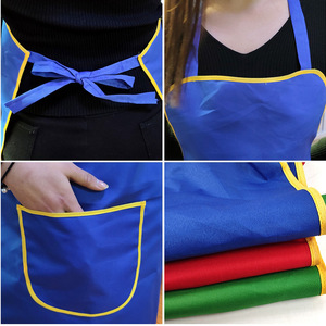 ผ้ากันเปื้อนกำมะหยี่สีพีชแบบเรียบ ปรับขนาดเอวได้ มีกระเป๋า สำหรับใช้ทำงาน - Product Image 4