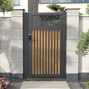 Porte coulissante électrique en aluminium minimaliste moderne pour cour de villa, porte d'entrée sur mesure ajourée - Product Image 3