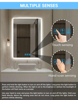 Interrupteur intelligent à capteur infrarouge électronique DC12V 5A 60W à double bouton, interrupteur de miroir à capteur de balayage manuel à une/trois couleurs avec fonction anti-buée