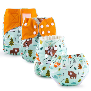 Couches Lavables Bébé OEM Motif Oursons Taille Unique Ajustables et Réutilisables avec <span class=keywords><strong>Insert</strong></span> pour Filles et Garçons - Product Image 1