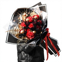 Papier d'emballage mat double face imperméable en plastique pour fleuriste, cœurs de roses pour la Saint-Valentin, 56x56cm, emballage de bouquet floral