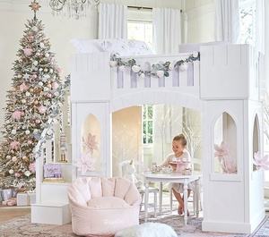 Заводская поставка, современные деревянные детские двухъярусные кровати для девочек, принцесса, замок, лофт, кровать с горкой или лестницей - Product Image 2